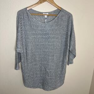Market & Spruce Cable Knit Dolman Pullover Gray Small